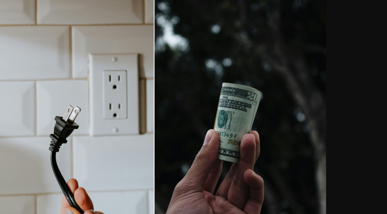 electric cord, money, pulling plus, cash, hand, light socket