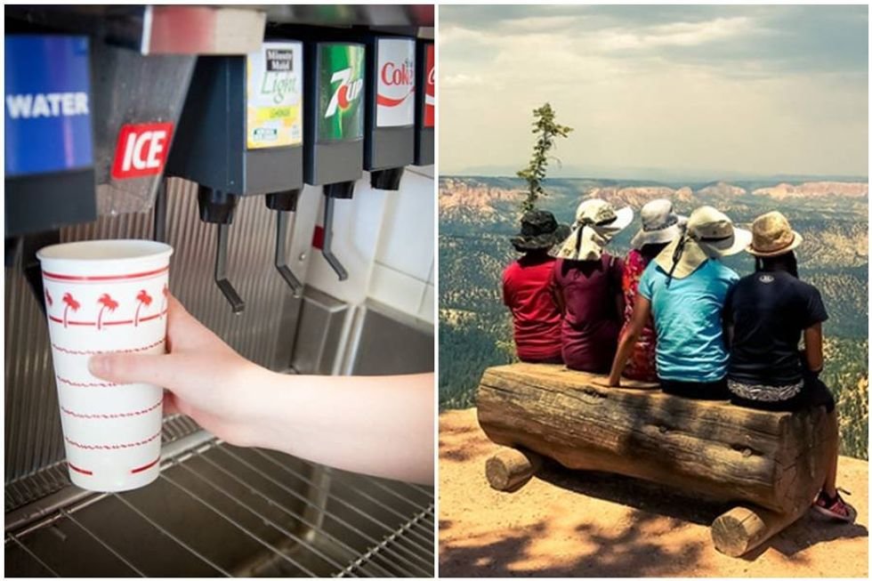 free refills, soda machine, national parks, american conveniences, how europeans see america