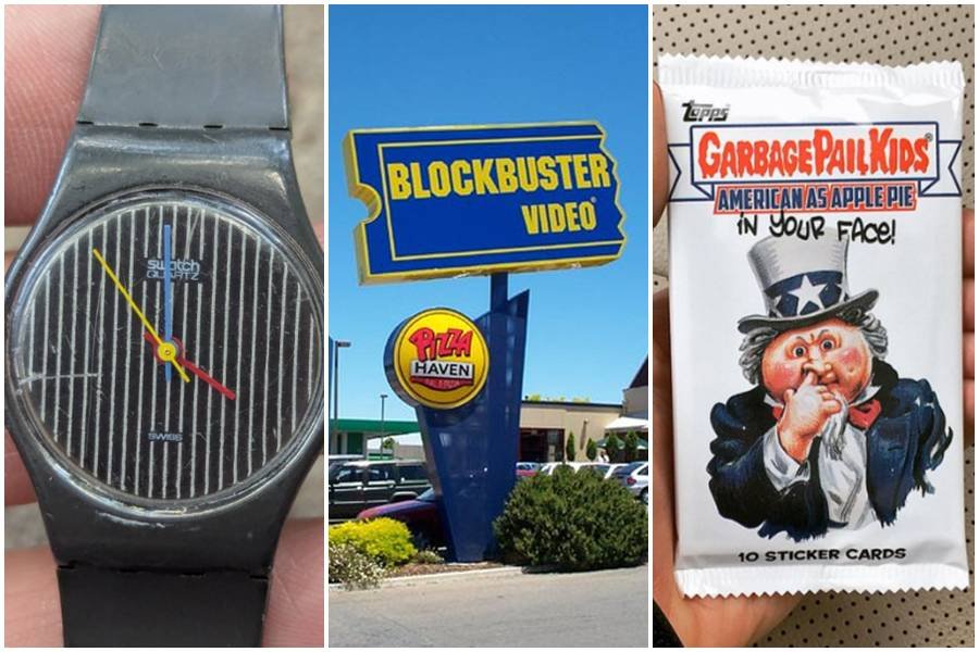swatch watch, gen x, garbage pail kids, blockbuster video, nostalgia,